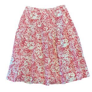 Harold’s Womens pinks and white rose linen silk pleated skirt Size 8